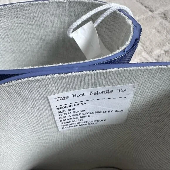 Lily & Dan | Aldi Blue and Red Floral Rain Boots | Size 9/10 - Picture 4 of 10